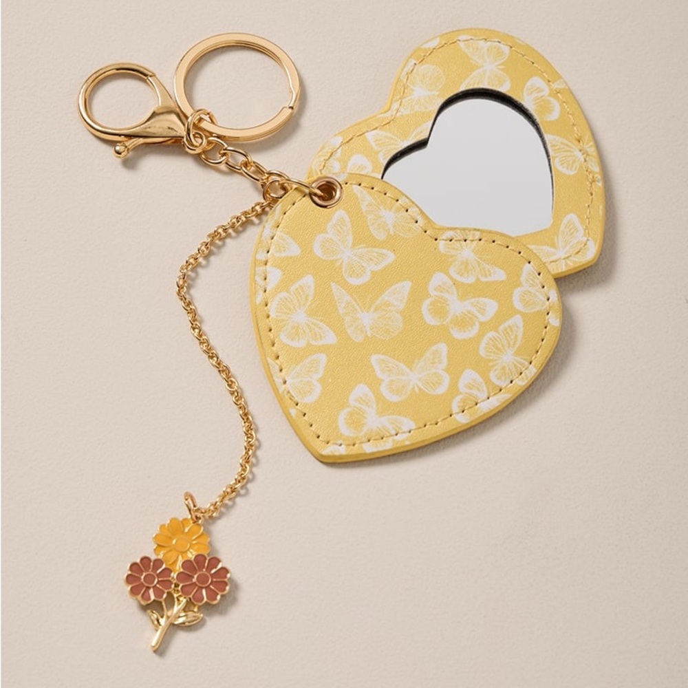 Francesca’s Butterfly Print Heart Mirror Keychain